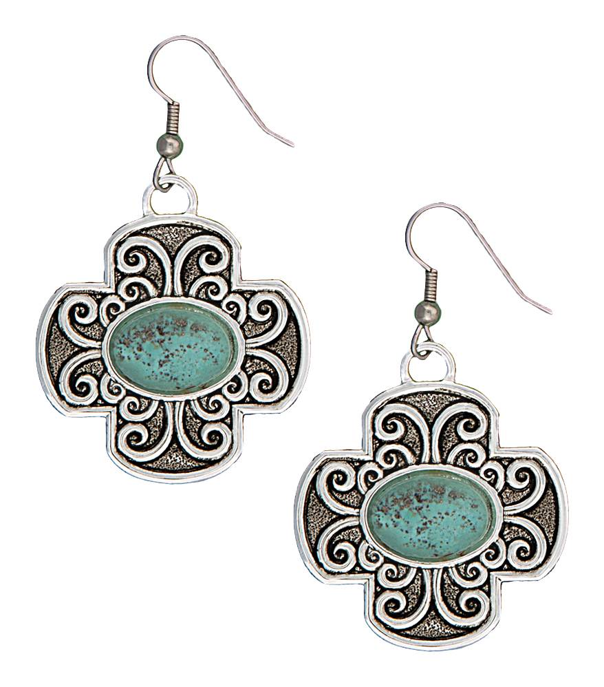 Montana Silversmiths Four Winds Turquoise Cross Earrings