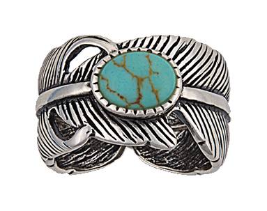 Montana Silversmiths Antiqued Silver Plume And Turquoise Ring