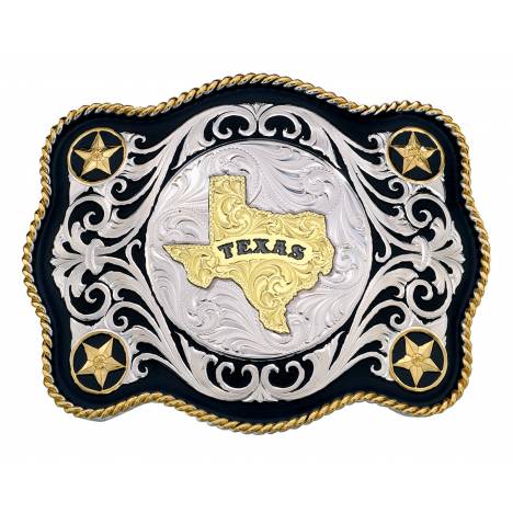 Montana Silversmiths Scalloped Sheridan Style Western Belt Buckle Texas State