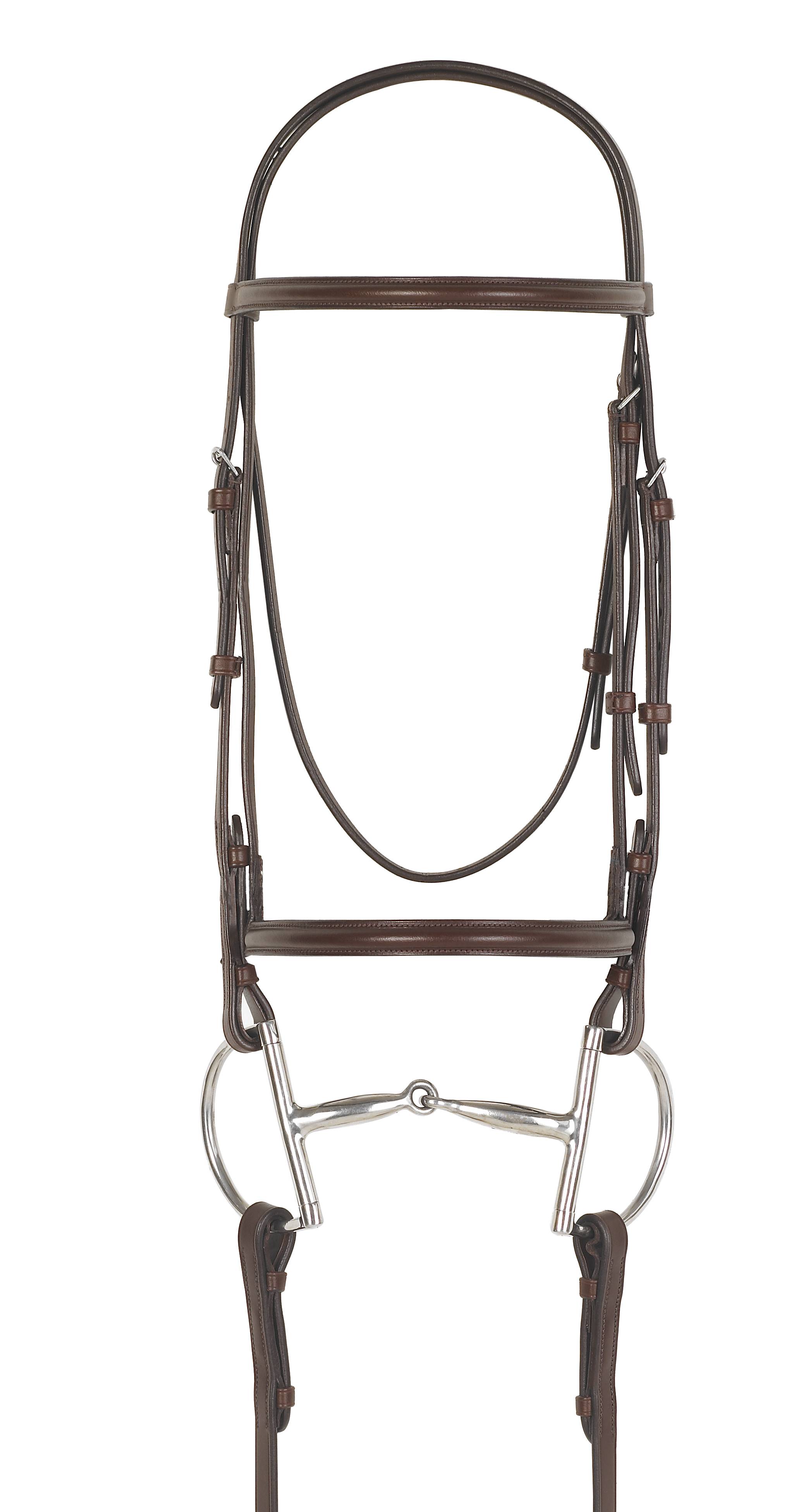 407350BLK FULL Camelot Plain Raised Snaffle Bridle with Laced Rei sku 407350BLK FULL