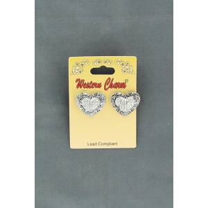 Blazin Roxx Heart Engraved Crystal Earrings