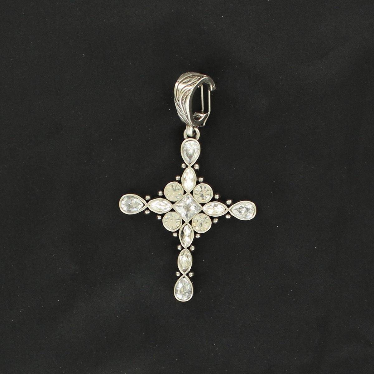 Western Charm Crystal Oval Cross Pendant