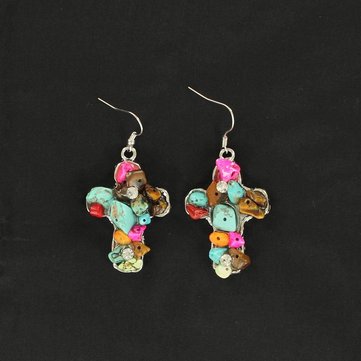 5-667640 Blazin Roxx Chunky Stone Cross Earrings sku 5-667640