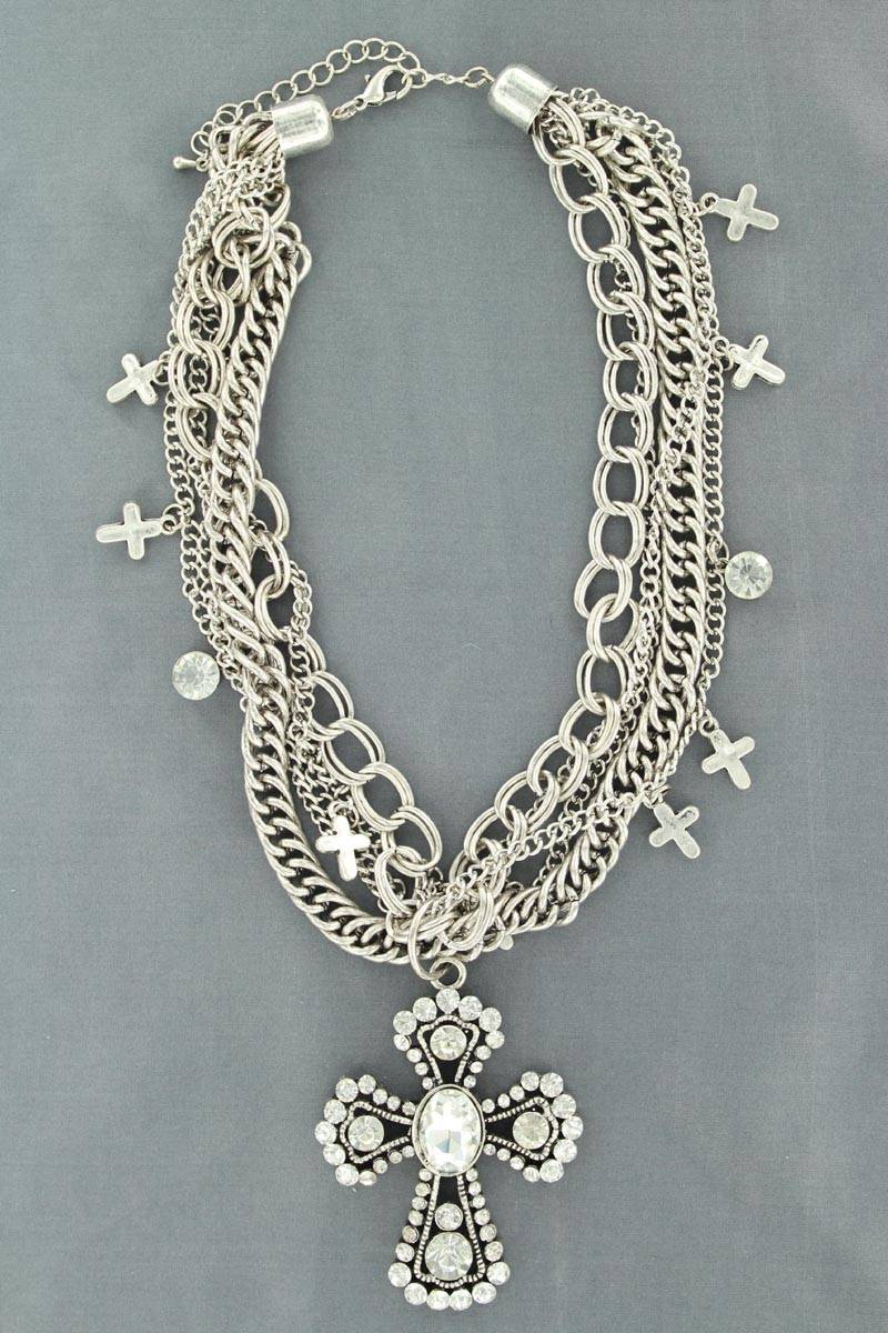 5-667783 Blazin Roxx Crystal Cross and ball accent Necklace sku 5-667783