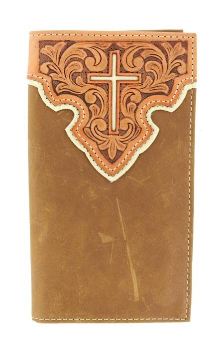 Nocona Mens Rodeo Tooled Overlay Wallet