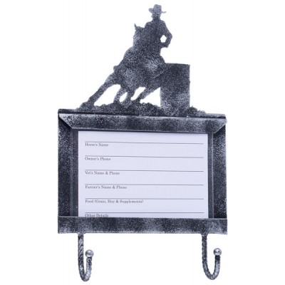 Tough-1 Deluxe Stall Card Holder with  Hooks - Barrel Racer