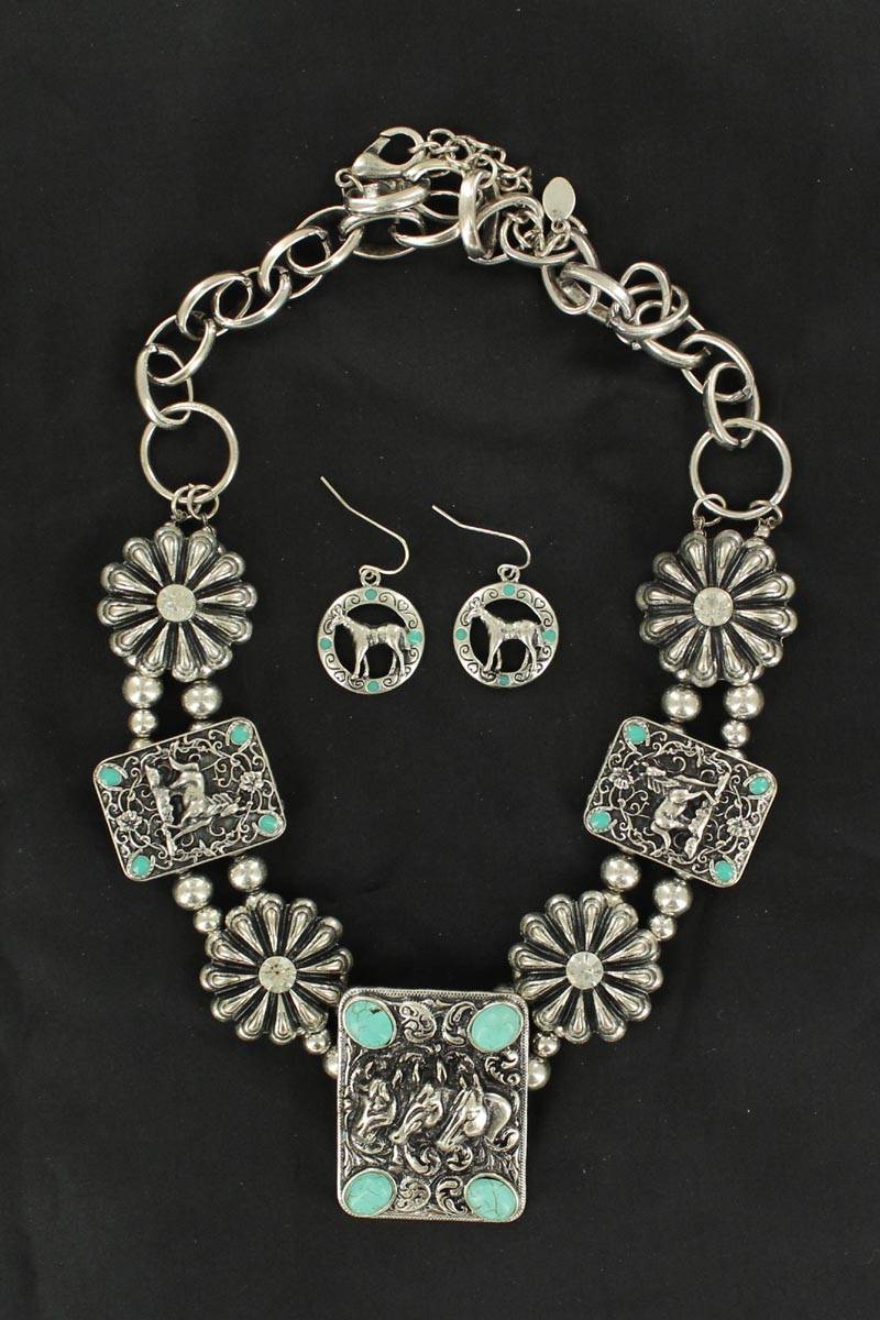 5-676189 Blazin Roxx Rectangle Horsehead Concho Jewelry Set sku 5-676189