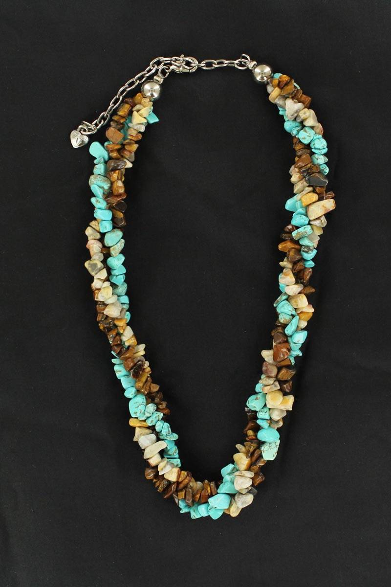 Western Charm Triple Twist Stone Necklace