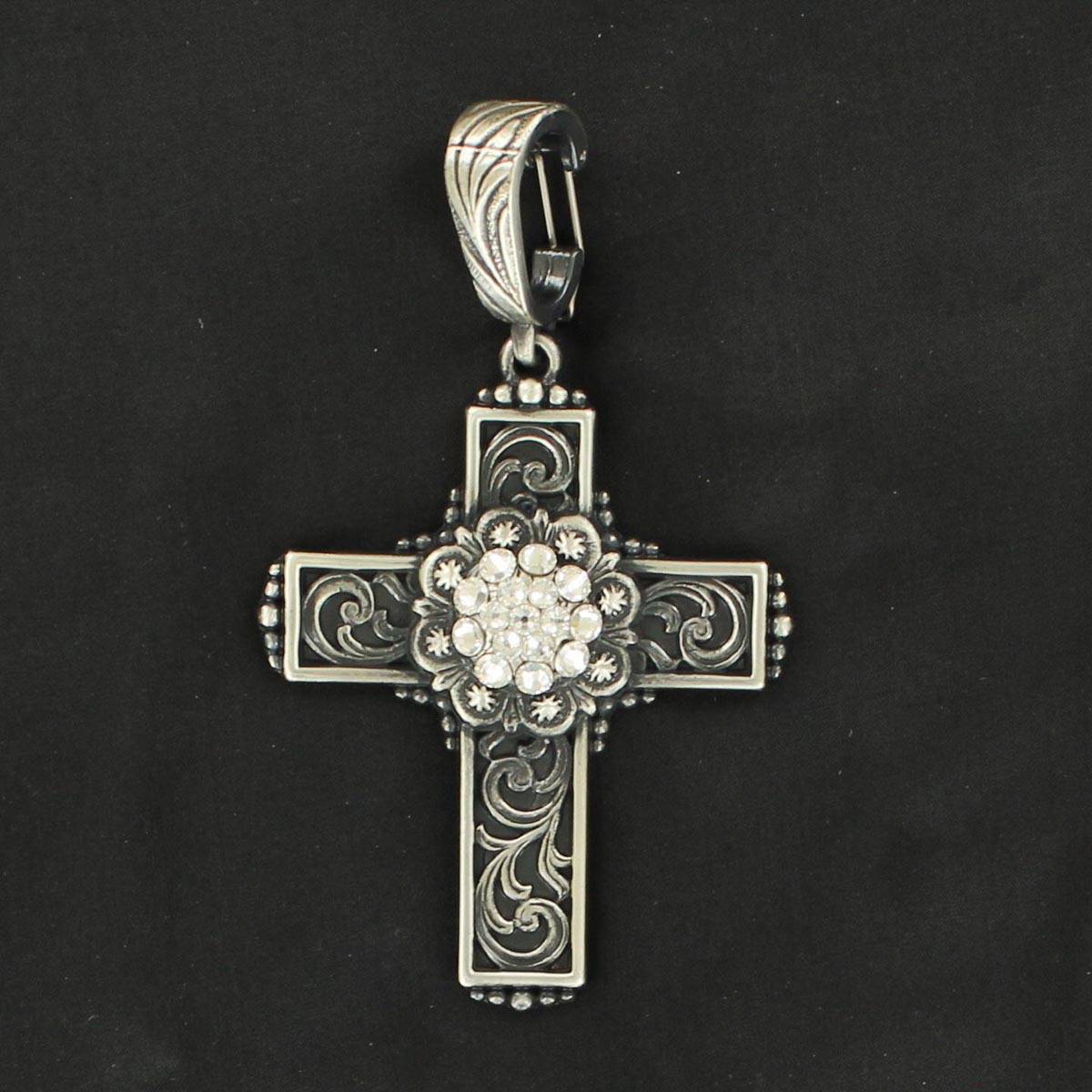 Western Charm Berry Crystal Cross Pendant