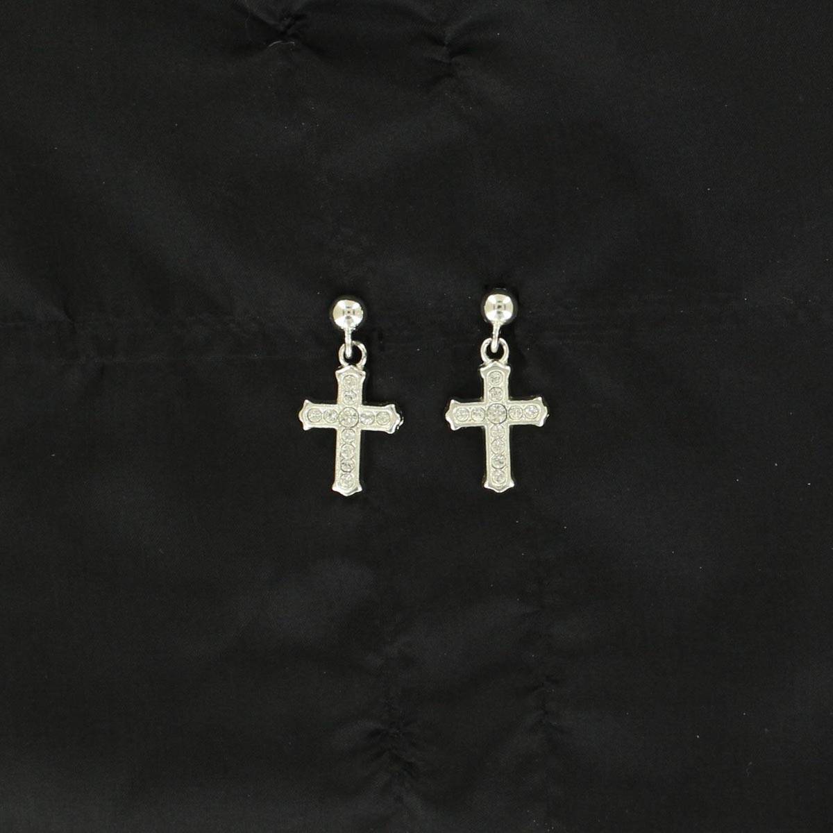 Lightning Ridge Crystal Cross Drop Earring