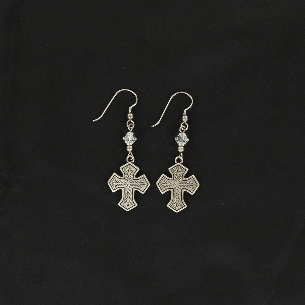 Lightning Ridge Engraved Cross Earrings