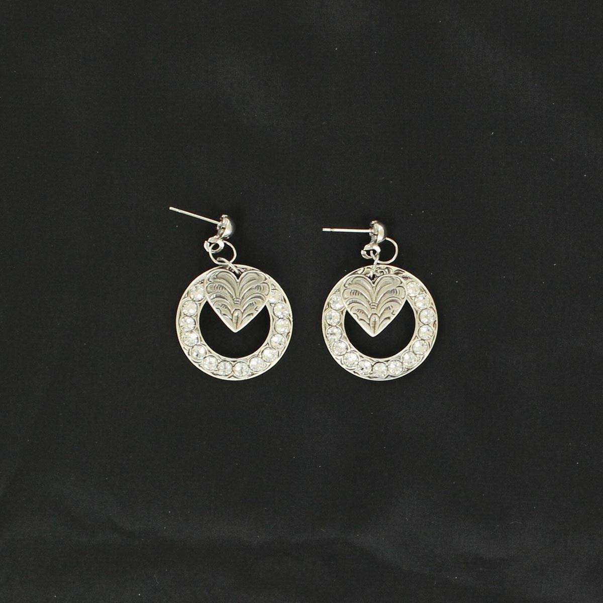 Lightning Ridge Crystal Circle/Heart Earrings