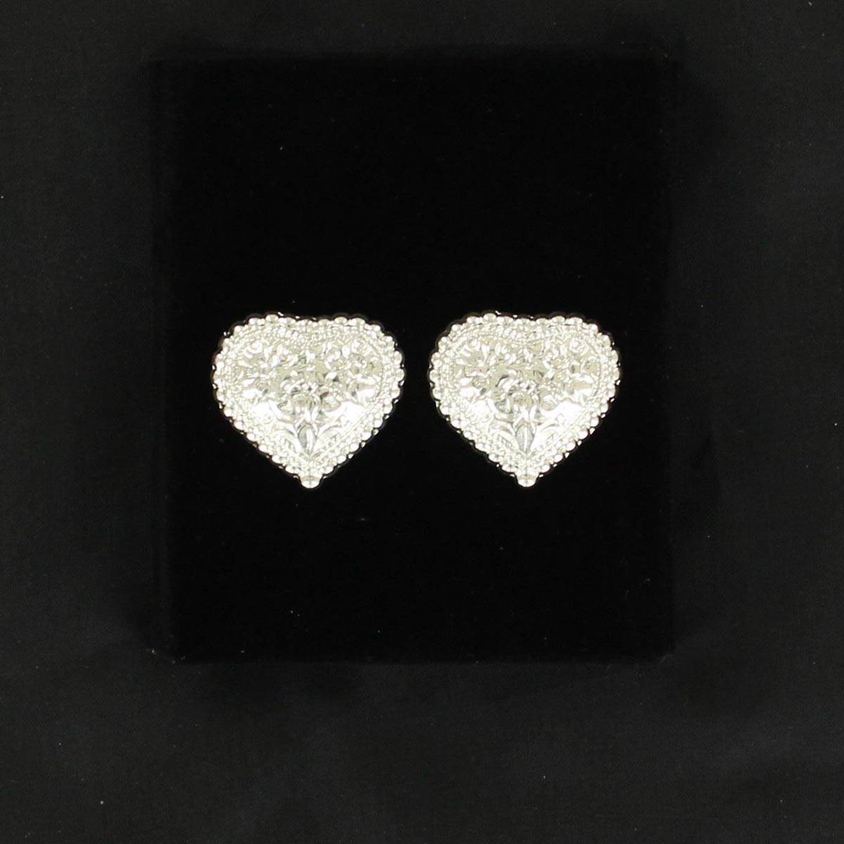 5-676360 Lightning Ridge Engraved Heart Concho Earrings sku 5-676360