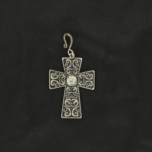 Blazin Roxx Rhinestone Silver Cross Pendant