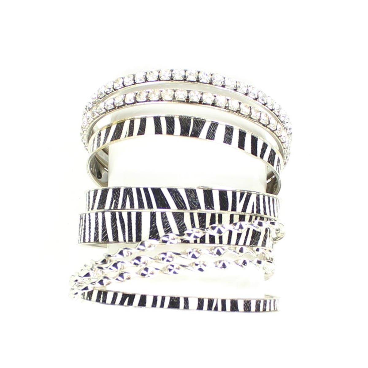 Blazin Roxx 9 Piece Zebra Bangle Set