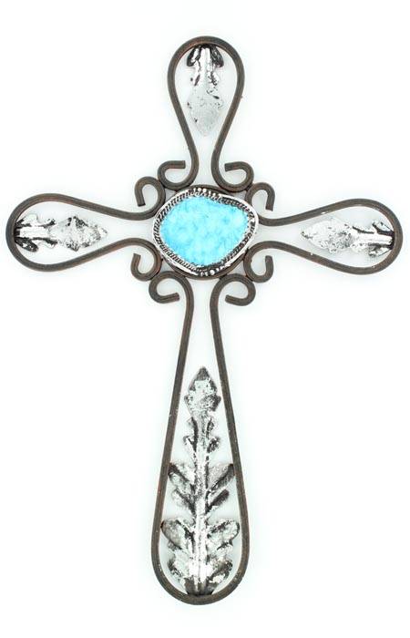 Western Moments Metal Cross with Stone