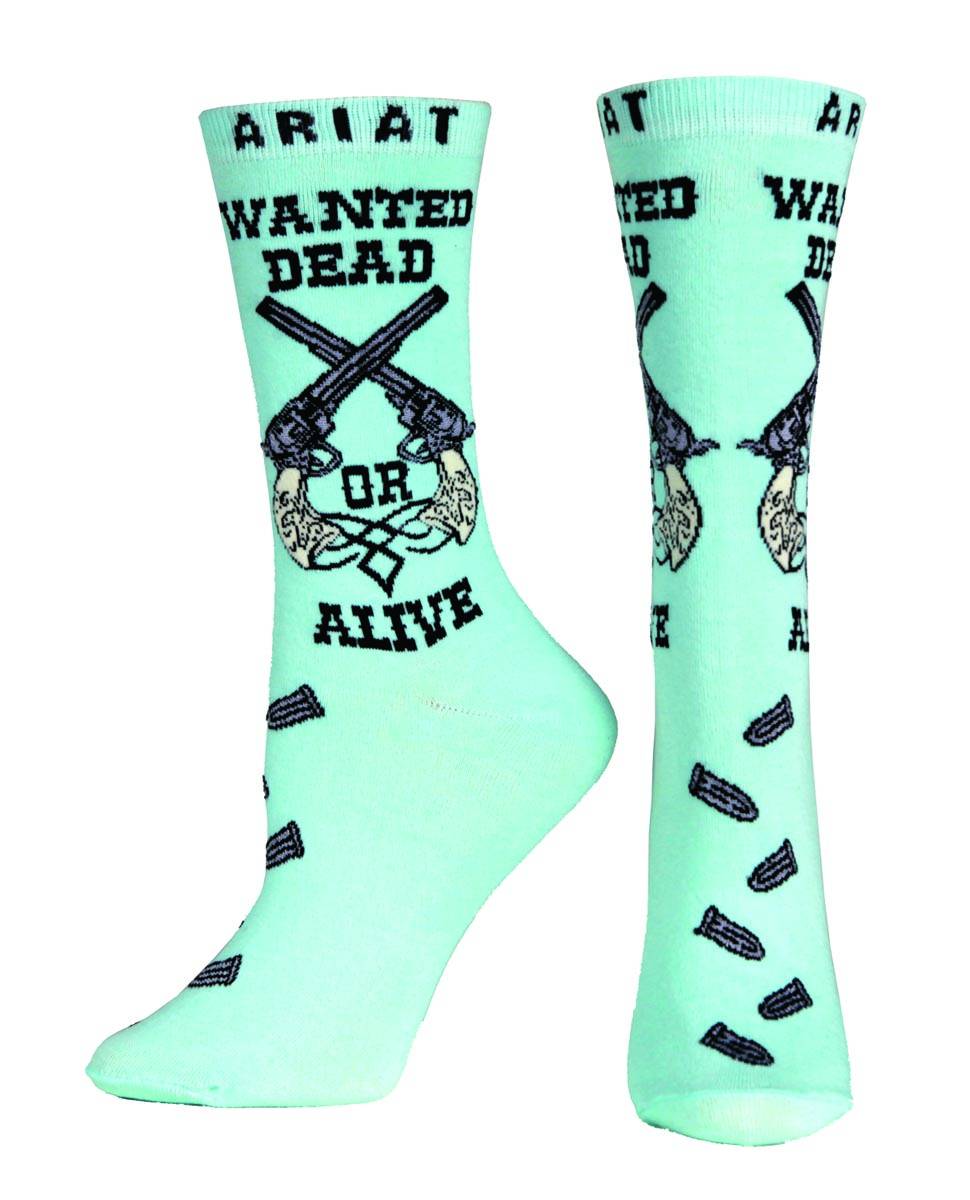 Ariat Wanted Crew Socks - Ladies, Aqua