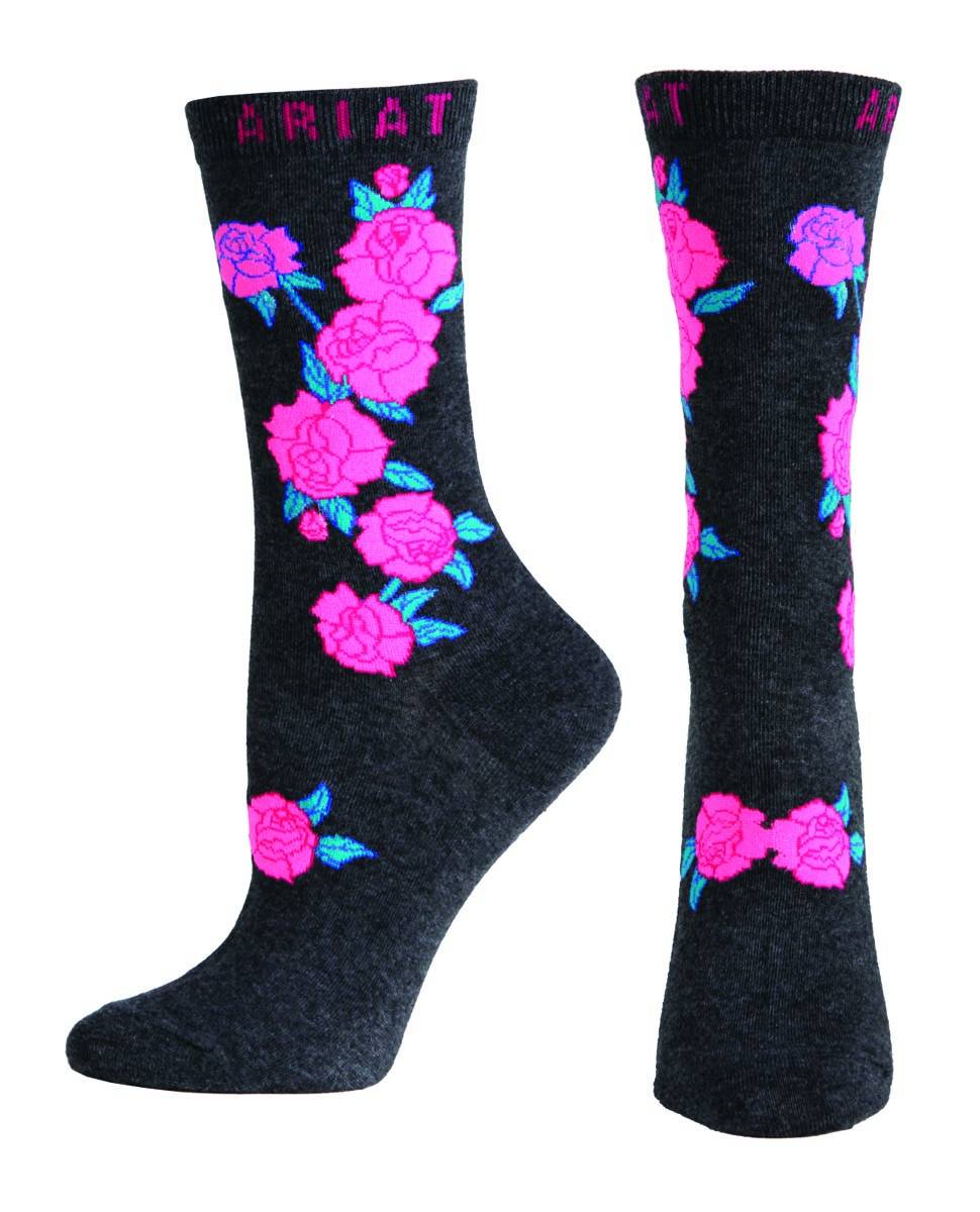 Ariat Rose Crew Socks - Ladies, Charcoal