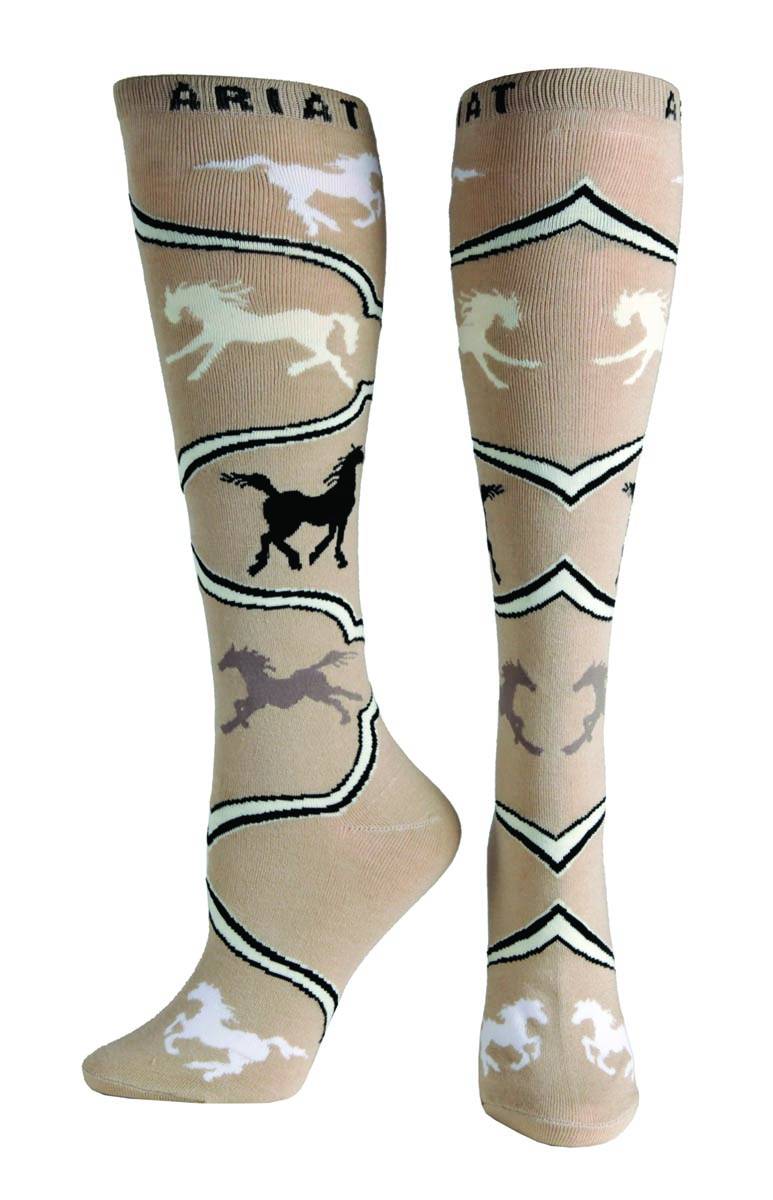 Ariat Spirited Horse Knee High Socks - Ladies, Pebble Brown