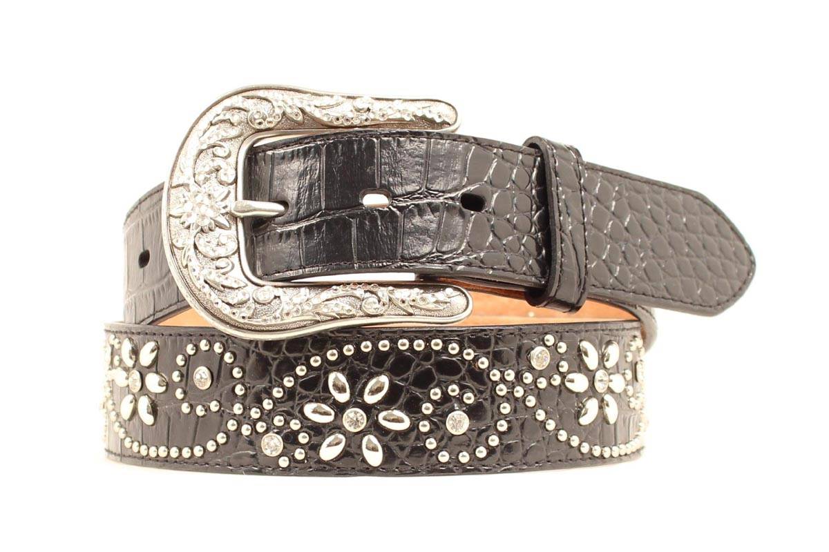 Ariat Croc Print Floral Scroll Belt - Ladies