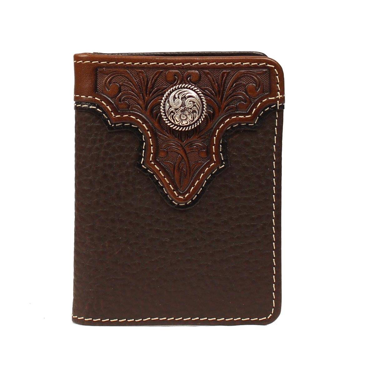 ARIAT Mens Bi-Fold/Pass Case with  Tooled Overlay