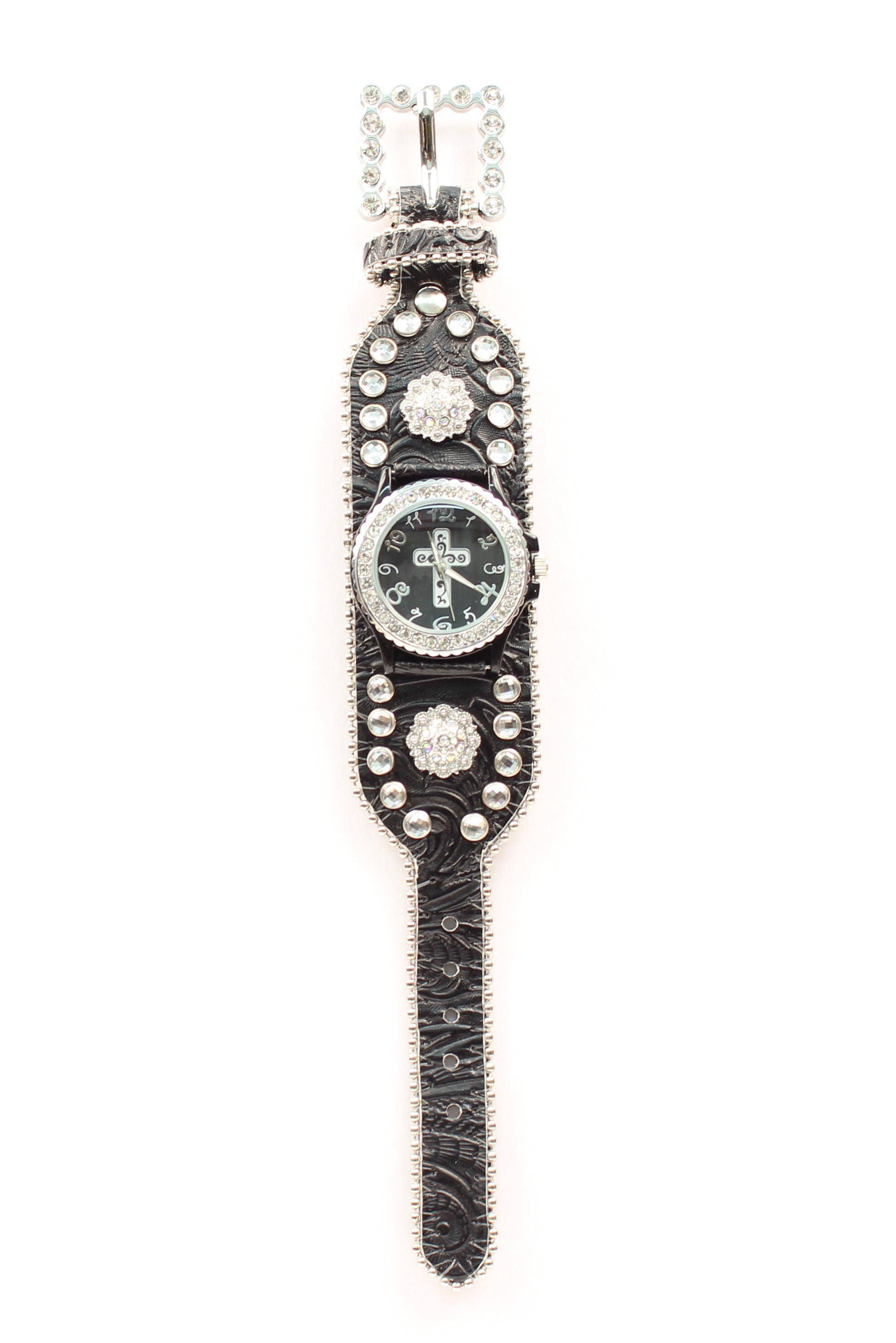 Blazin Roxx Womens Crystal Cross and Concho Watch