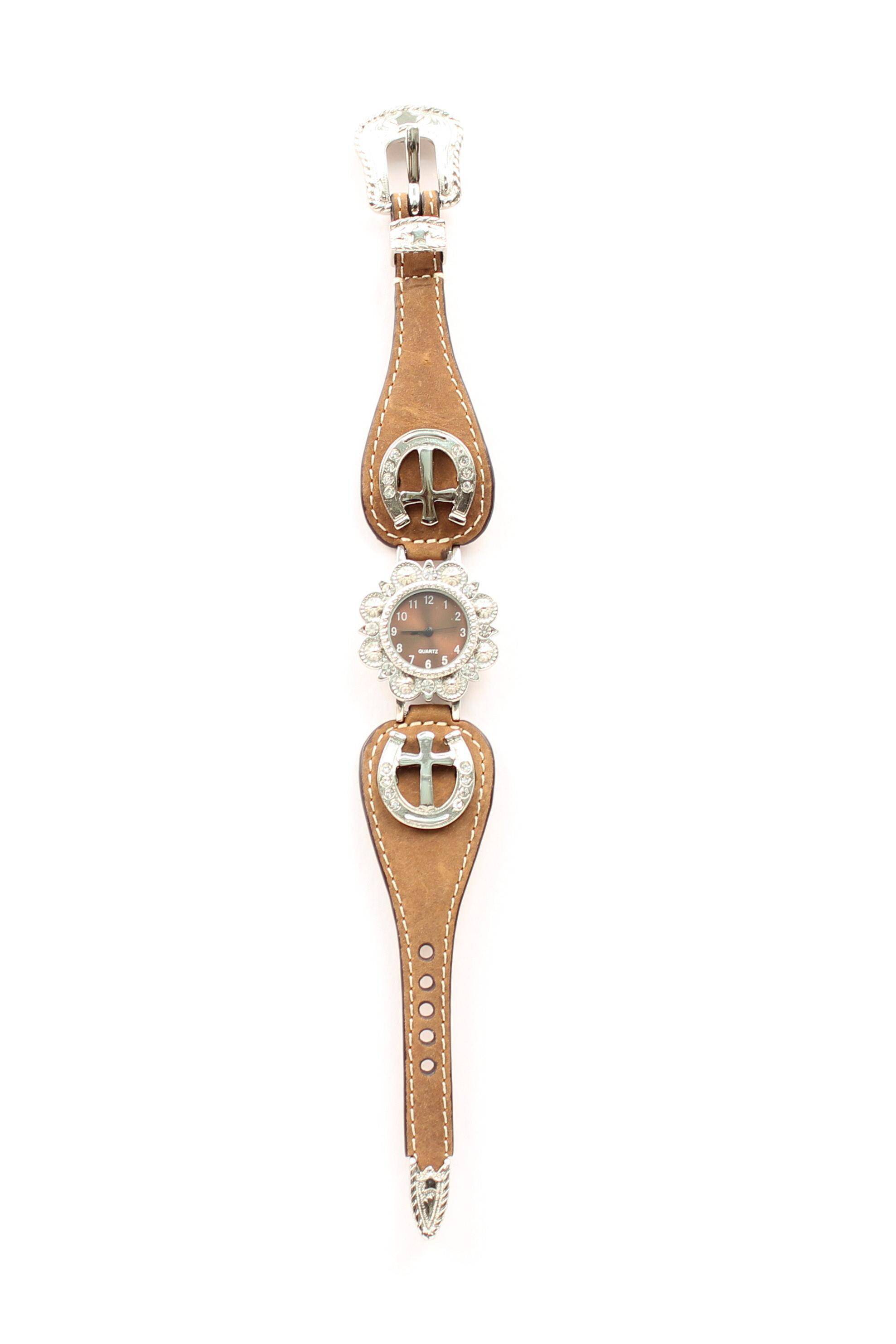 Blazin Roxx Womens Scallop Horseshoe Cross Watch