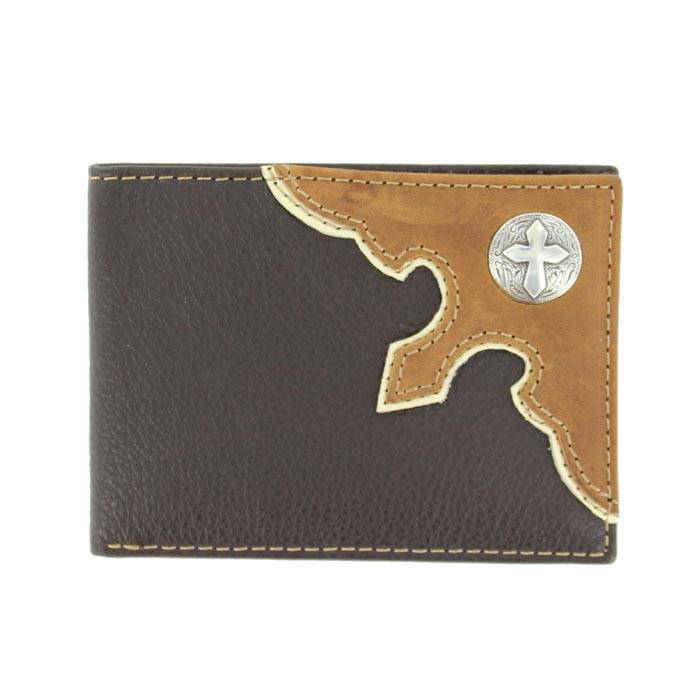 Nocona Nylon Bi-fold Overlay Cross Concho Wallet