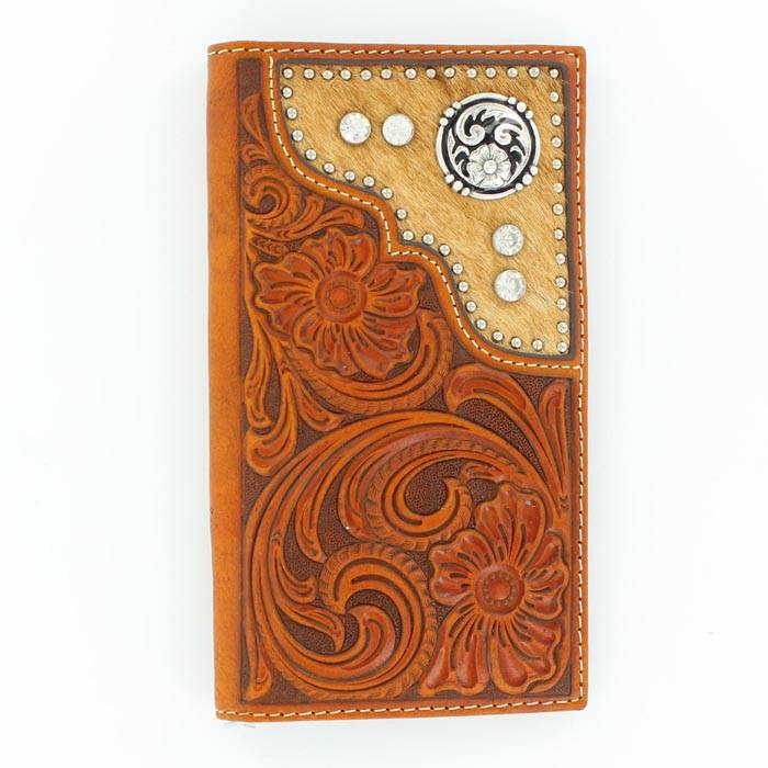 Nocona Rodeo Tooled Floral Hair & Concho Wallet