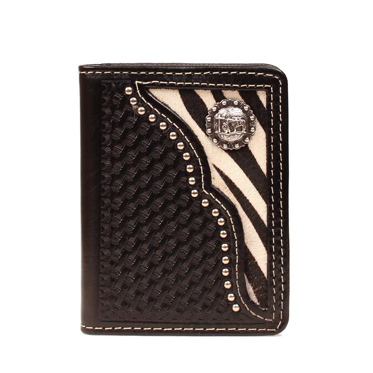 Nocona Mens Bi-fold Flip Case with  Zebra and Concho