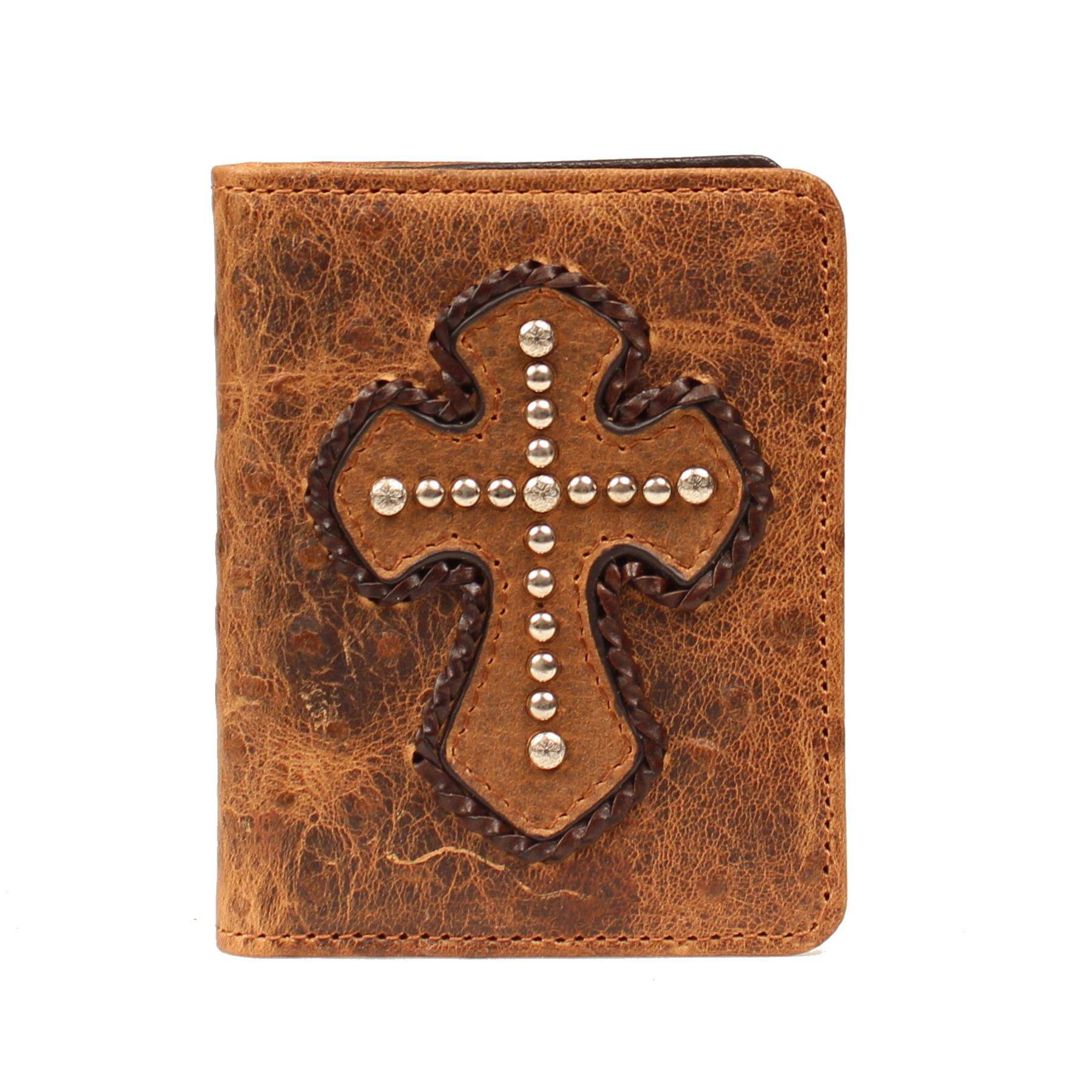 Nocona Bi-fold Ostrich Cross Overlay Wallet