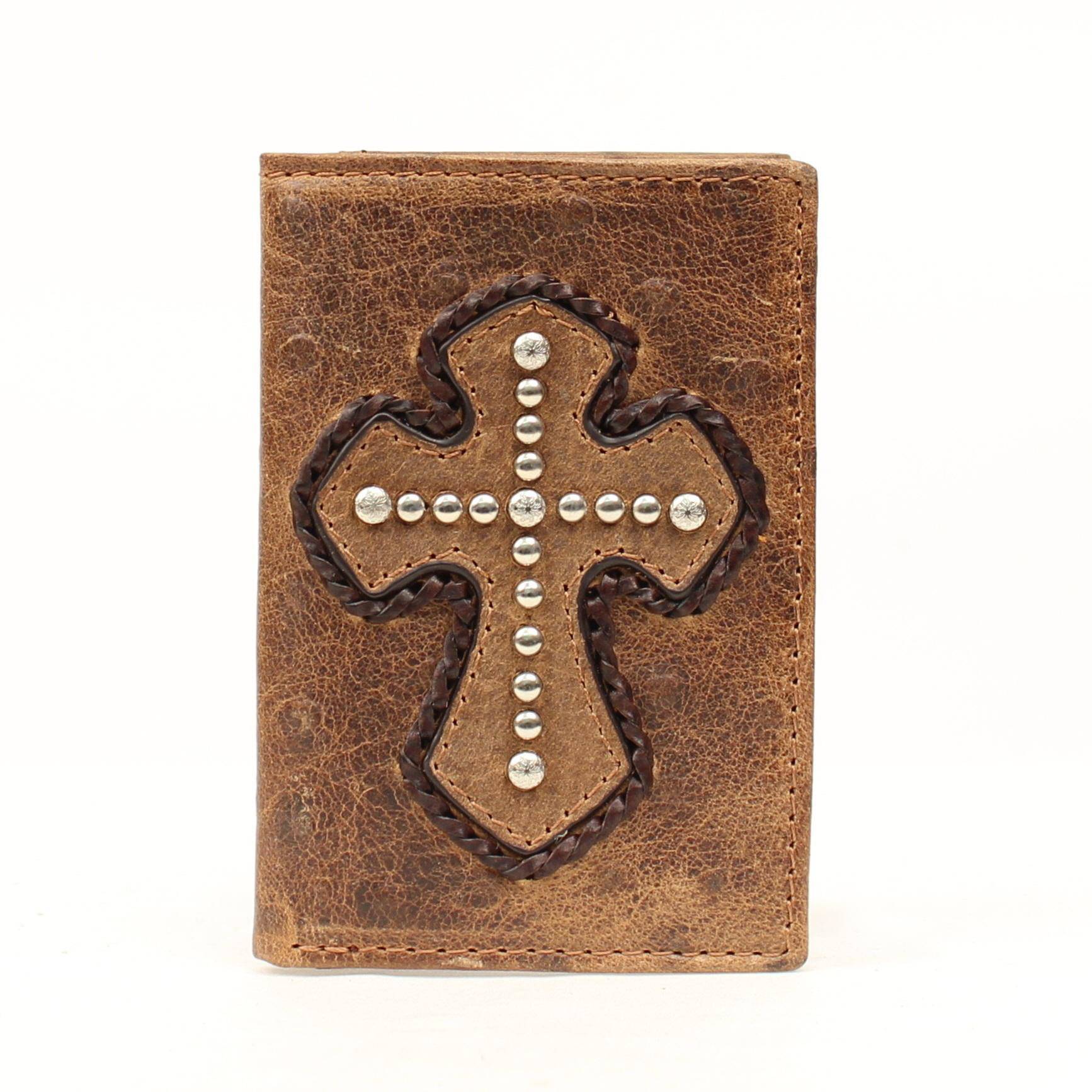 Nocona Tri-fold Ostrich Cross Overlay Wallet