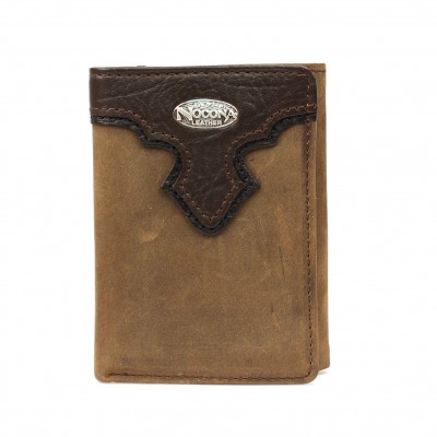 Nocona Tri-fold Distressed Overlay Wallet with  Logo Concho