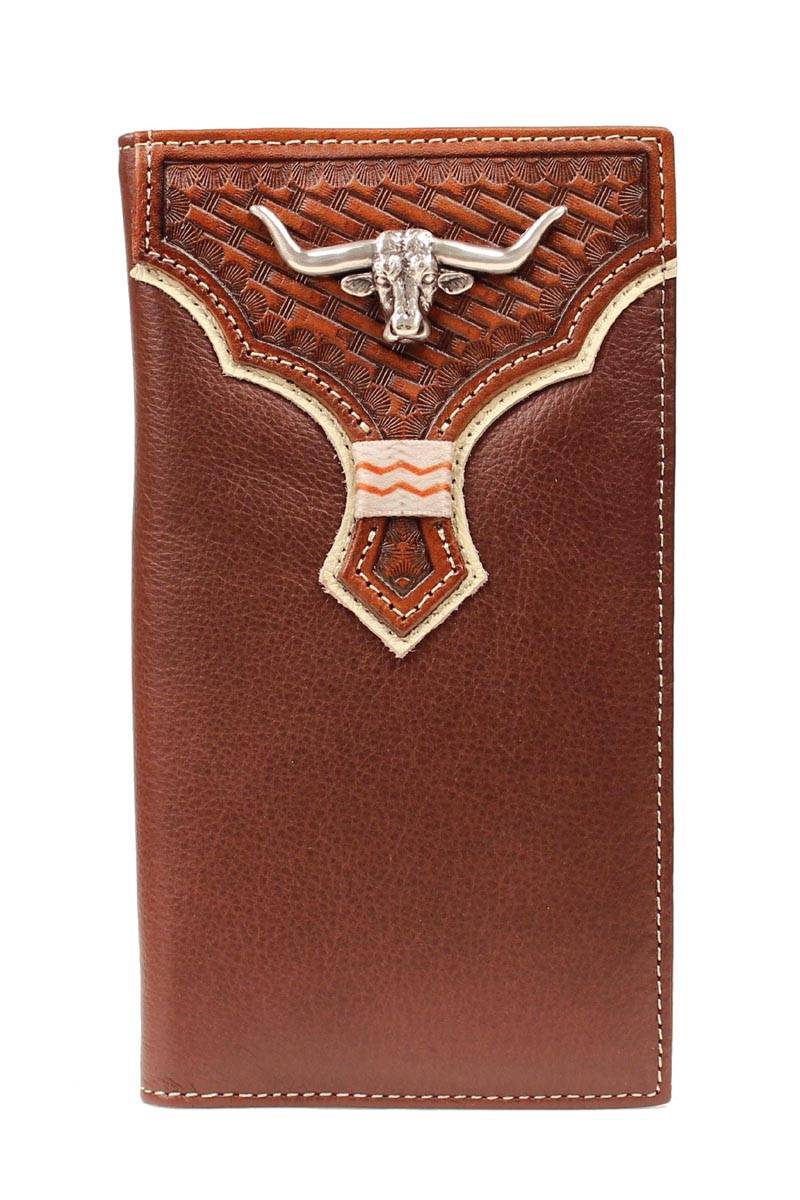 5-685958 Nocona Rodeo Basketweave Overlay Longhorn Wallet sku 5-685958