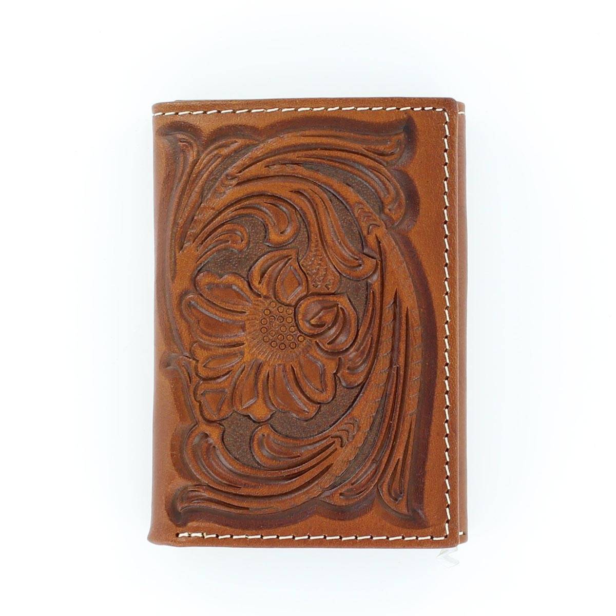 Nocona Trifold Floral Tooled Wallet