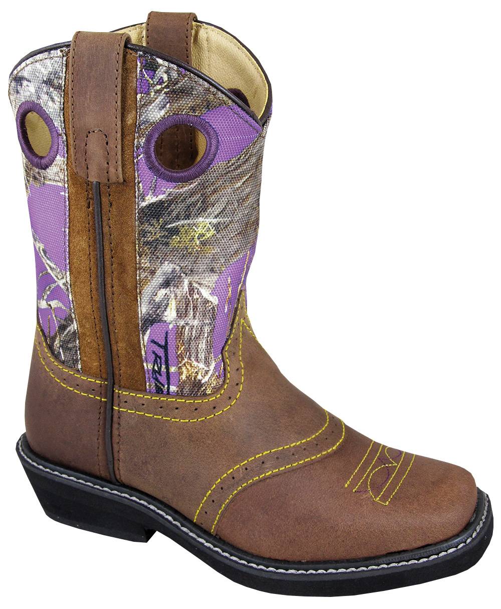 Smoky Mountain Cypress Square Toe Crepe Boot - Youth, Brown/Purple