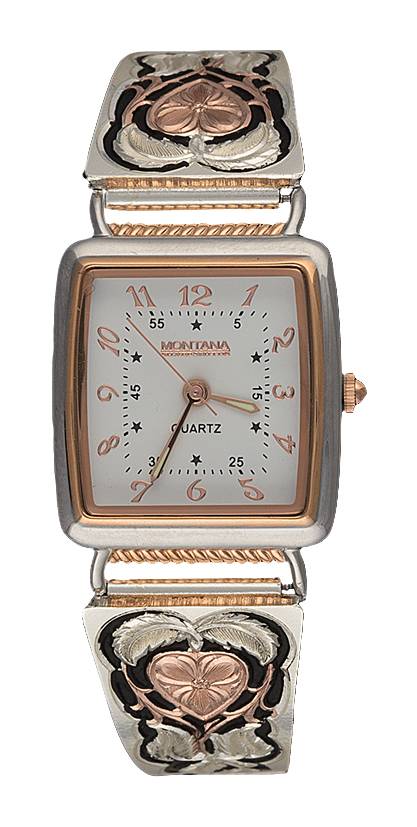 Montana Silversmiths Rose Gold Hearts of Gold Ladies Expansion Band Watch