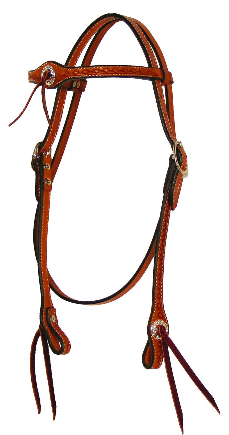 Circle Y Flared Browband Hand Tooled Headstall