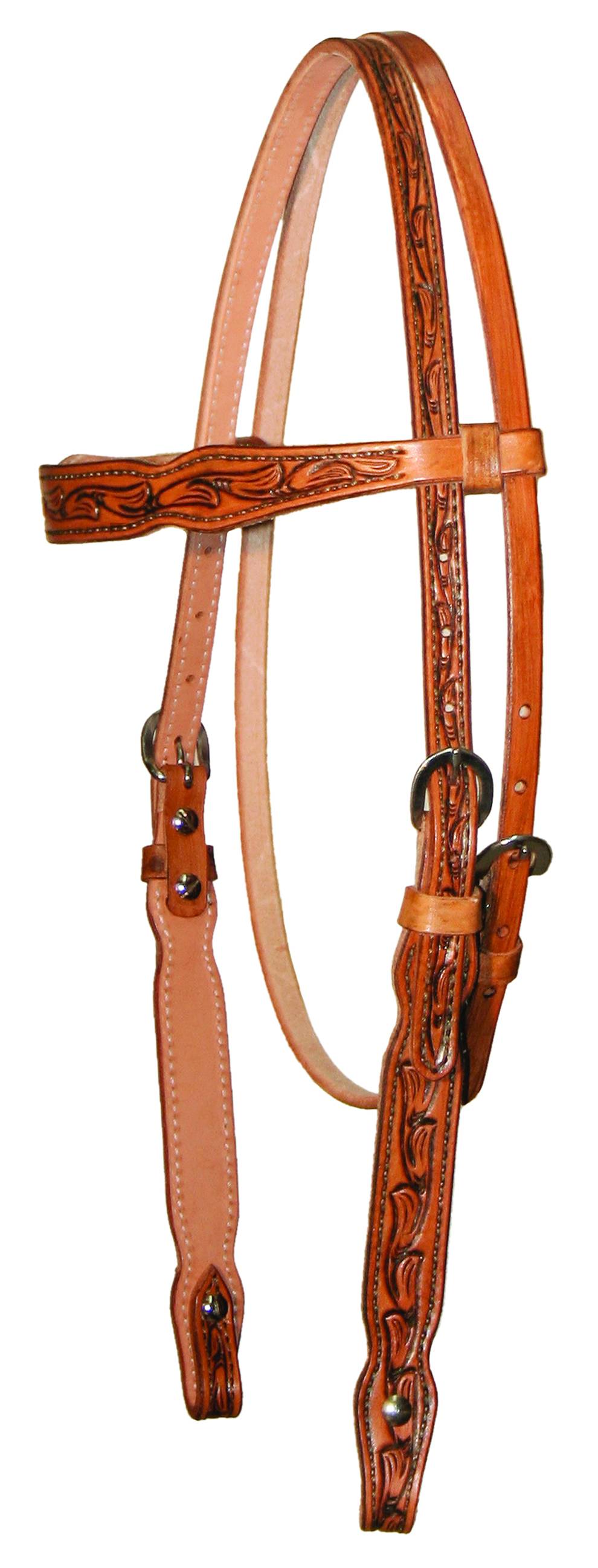 Circle Y Shaped Floral Tooled Browband Headstall