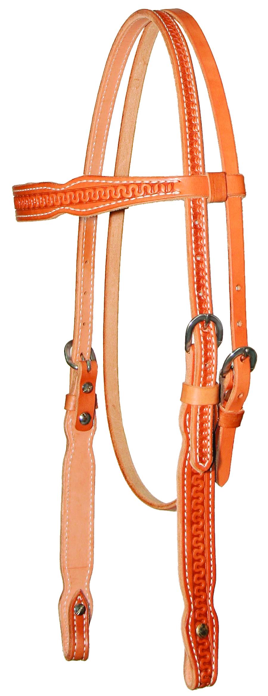 Circle Y Shaped Browband Snake Tooled Headstall