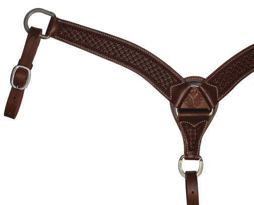 Circle Y Roper Waffle Tooled Shaped Breast Collar