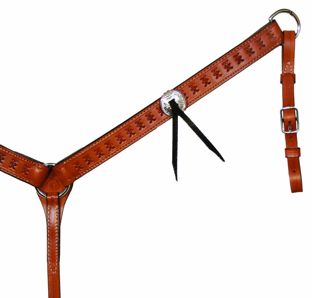 Circle Y Straight Spider Tooled Breast Collar Western Horse Tack