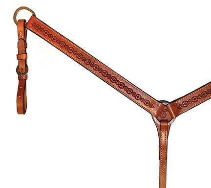 Circle Y Straight Border Tooled Breast Collar