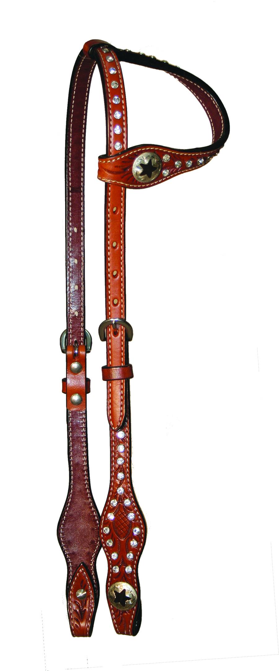 Circle Y One Ear Scalloped Star Concho Headstall