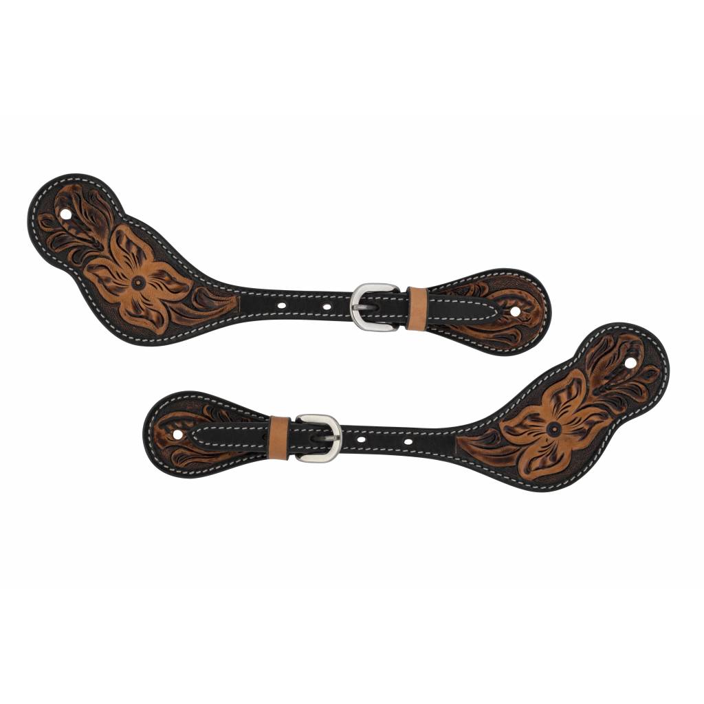 Weaver Cross Floral Tooled Men's Spur Straps