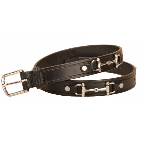 Tory Leather Snaffle Bit Belt with Nickel Snaffle Bits and Buckle