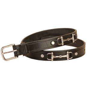 Tory Leather Snaffle Bit Belt with Nickel Snaffle Bits and Buckle