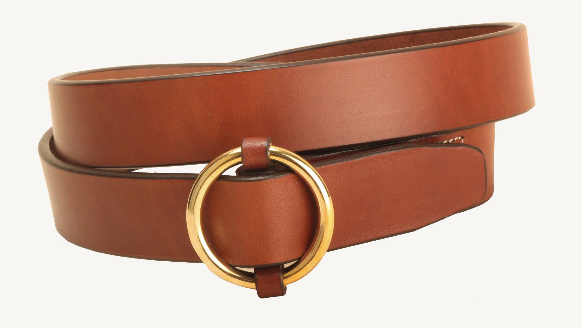 Tory Leather Brass Ring Buckle Leather Belt