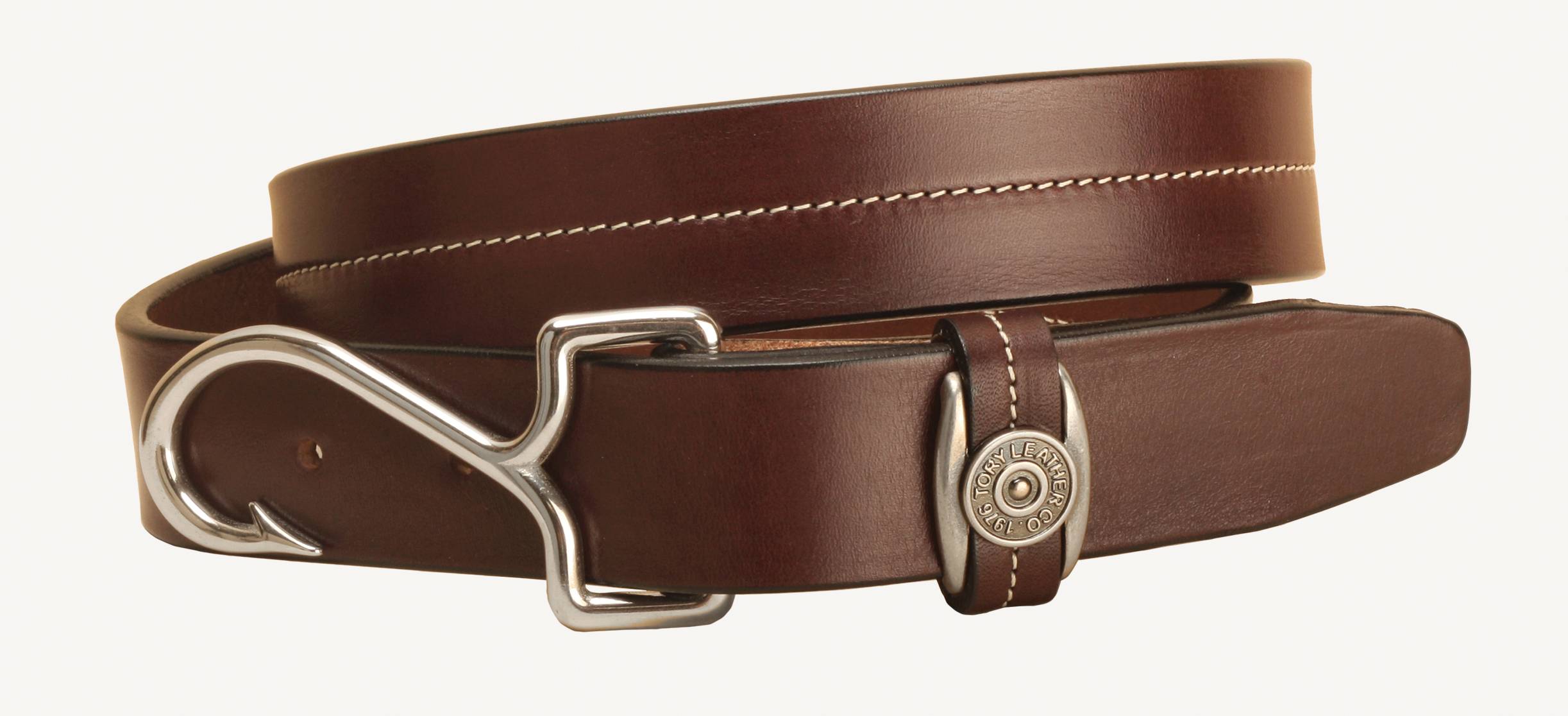 Tory Leather Fish Hook Buckle Leather Belt | EquestrianCollections