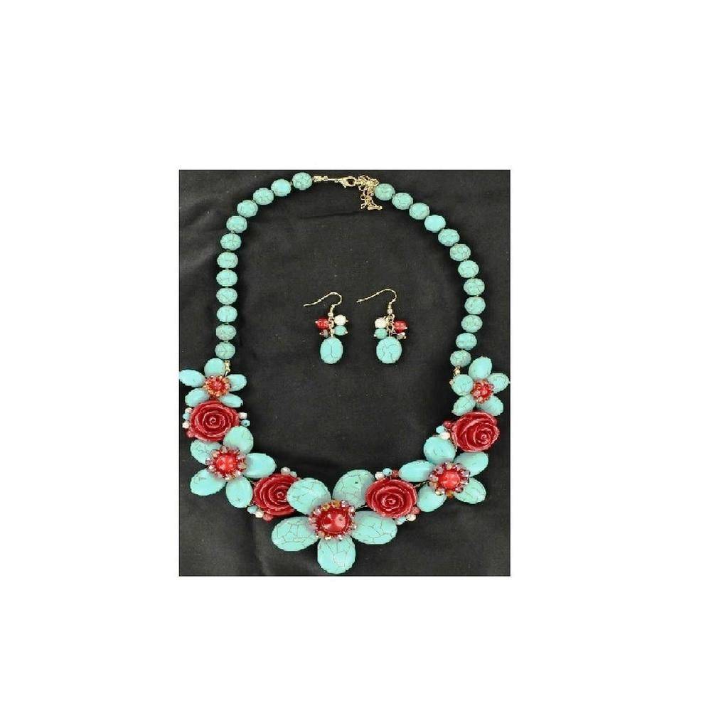 5-731407 Blazin Roxx Handmade Stone Flower Jewlery Set sku 5-731407